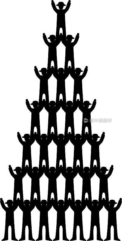 男人举起双手形成金字塔的轮廓/插图材料(矢量插图)